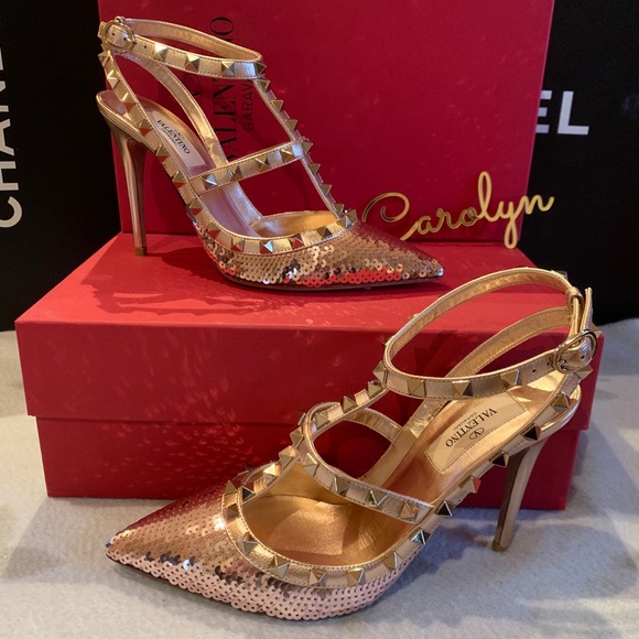 valentino rose gold rockstud